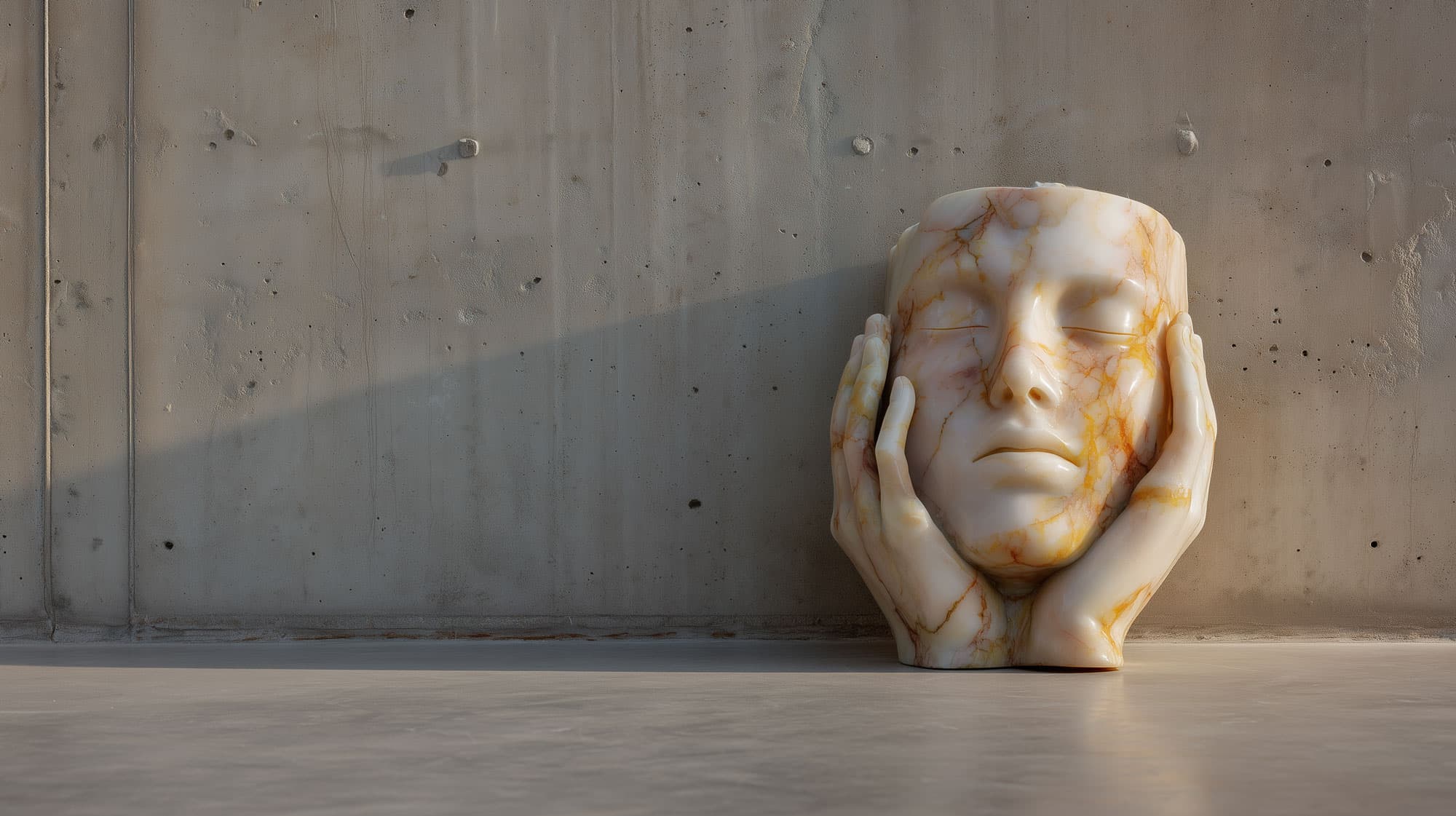 Marble sculpture on concrete
